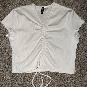 H&M White Ruched Crop Top
